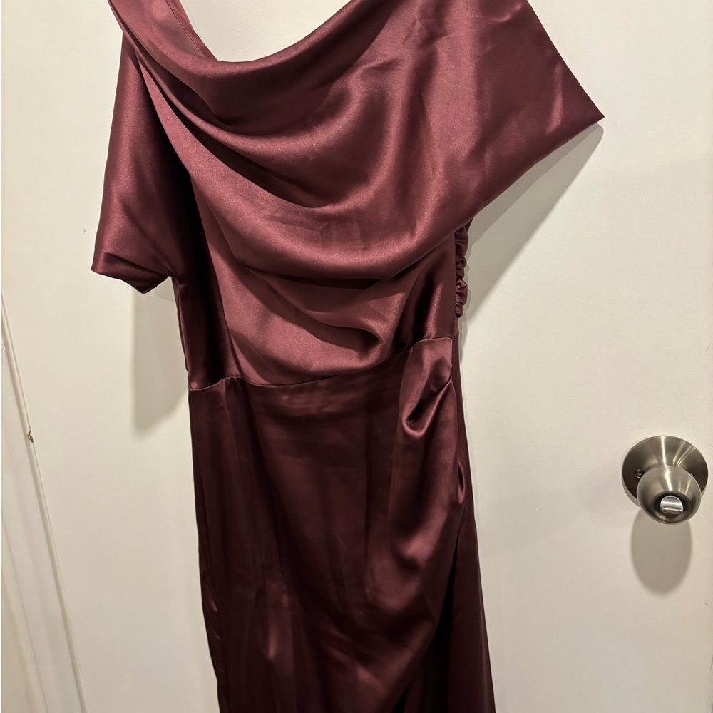 Le Chateau hanging half Shoulder Wine Dress new with tag